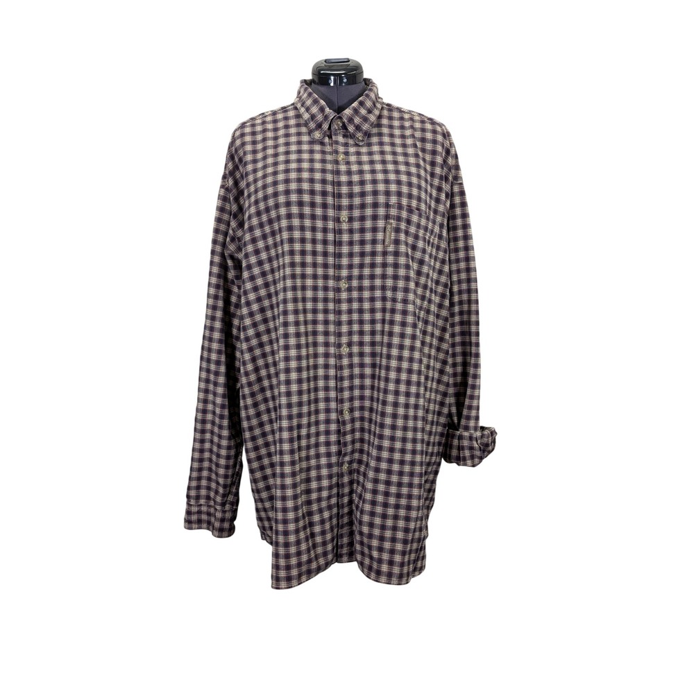 Columbia Button Up Shirt Mens 3XL Plaid Long Sleeve 100%‎ Cotton